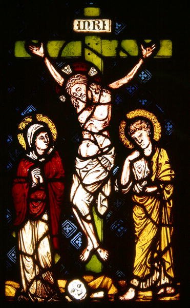 Window depicting the crucifixion by French School